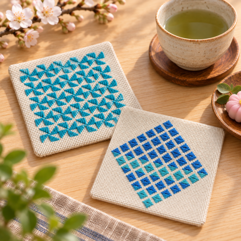 Kogin onderzetters in turquoise en blauw