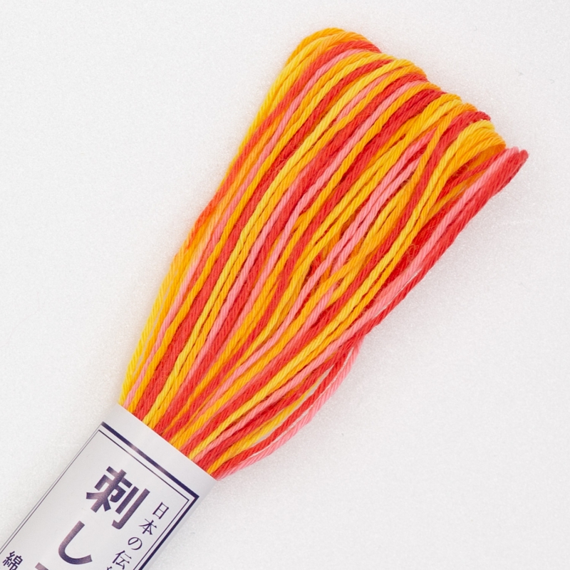 sashiko garen 20m #75:  gemengd oranje en roze