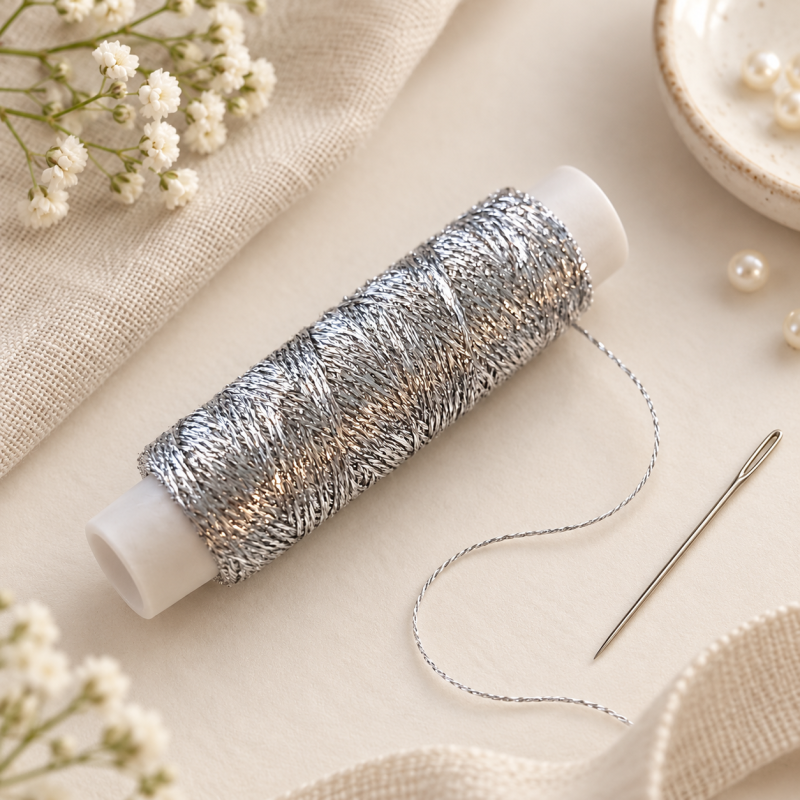 olympus lam&eacute; glittergaren zilver &ndash; LA-11