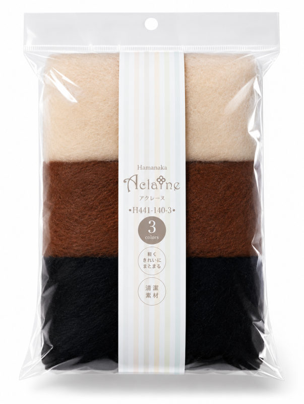 Hamanaka Aclaine naaldviltvezel &ndash; bruin &ndash; 3 kleuren