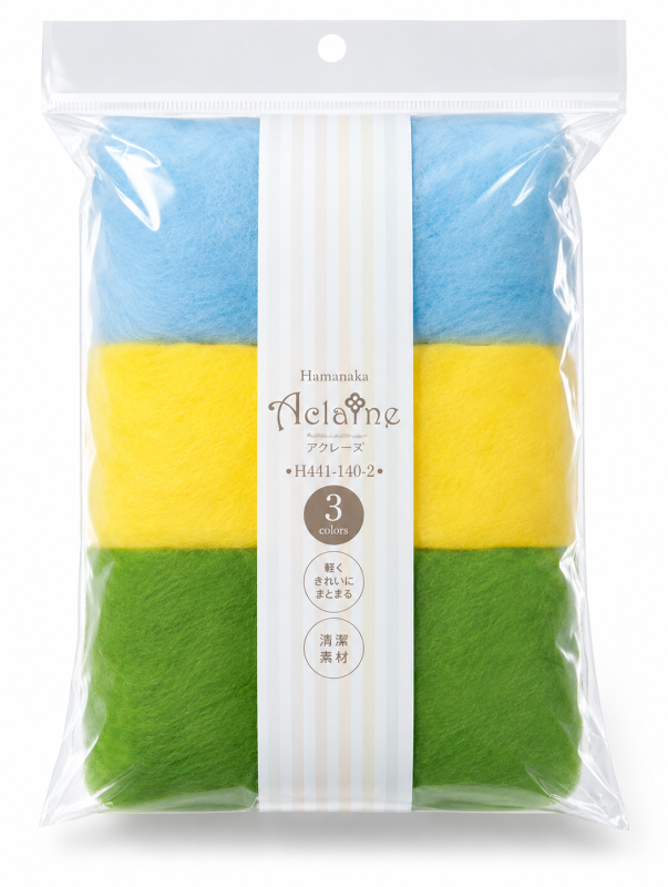 Hamanaka Aclaine naaldviltvezel &ndash; geel &ndash; 3 kleuren