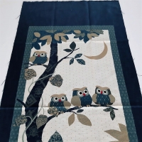 Japanese indigo wall tapestry: owls