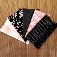 half fat quarter fabric bundle: black & pink