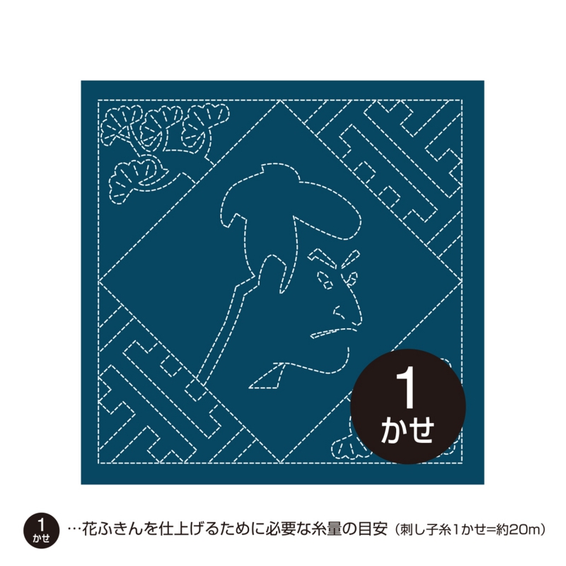 sashiko hana-fukin indigo #H-2085: ukiyo-e actor