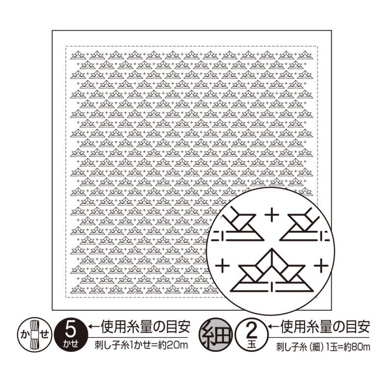 sashiko hana-fukin wit (voor dun garen) #H-1088