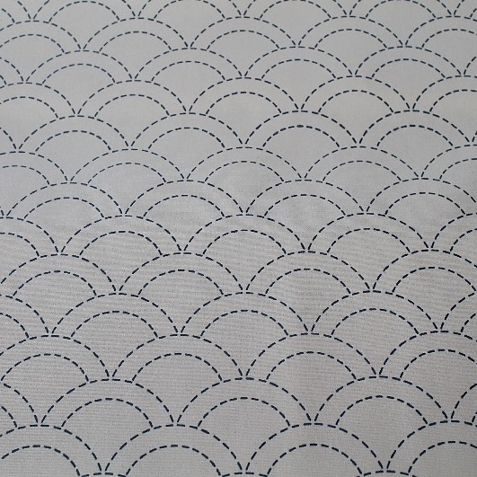 sashiko stof voorbedrukt #7 seigaiha - naturel - 25cm