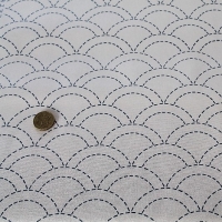 sashiko stof voorbedrukt #7 seigaiha - naturel - 25cm