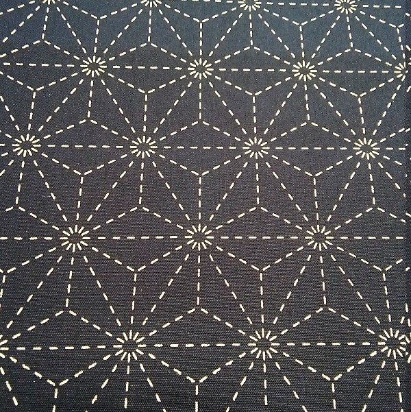 sashiko stof voorbedrukt #3 asanoha - indigo - 25cm