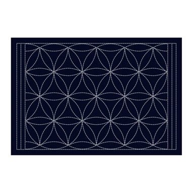 sashiko placemat hanaguruma &ndash; indigo #L2004