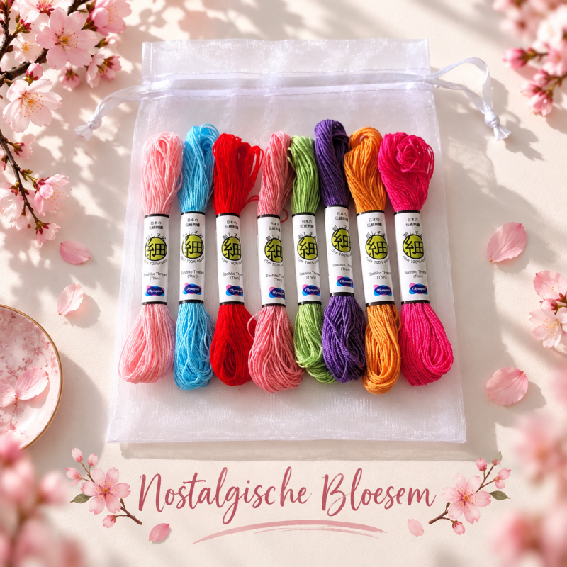 sashiko garen kleurenmix &ndash; nostalgische bloesem &ndash; 8 &times; 10 m