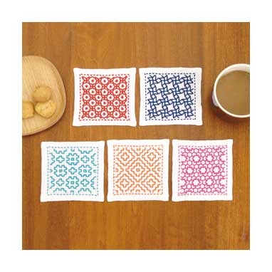 olympus sashiko kit SK-293 - hitomezashi onderzetters 5 stuks