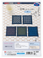 olympus sashiko kit SK-331 - hitomezashi onderzetters blauw 5 stuks