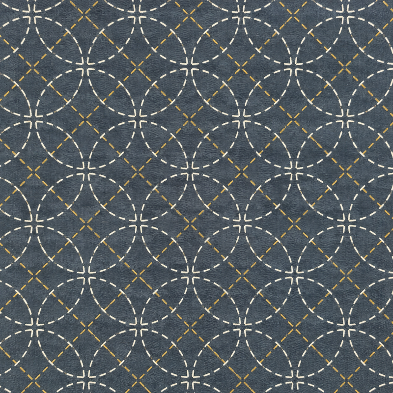 sashiko stof voorbedrukt #17 shippo - marineblauw - 25 cm