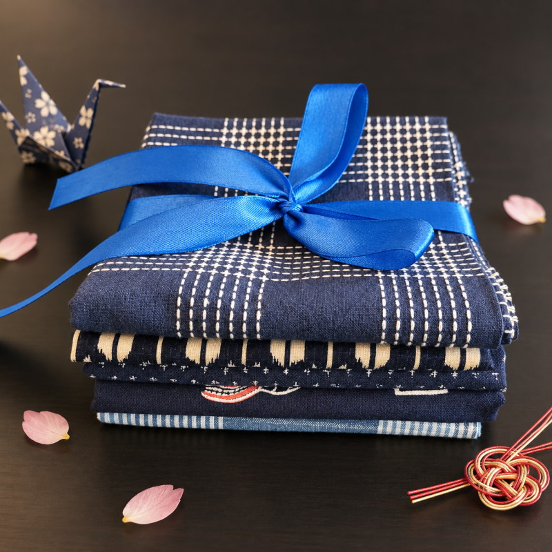 Indigo Japanse stoffenbundel &ndash; 5 Fat Quarters