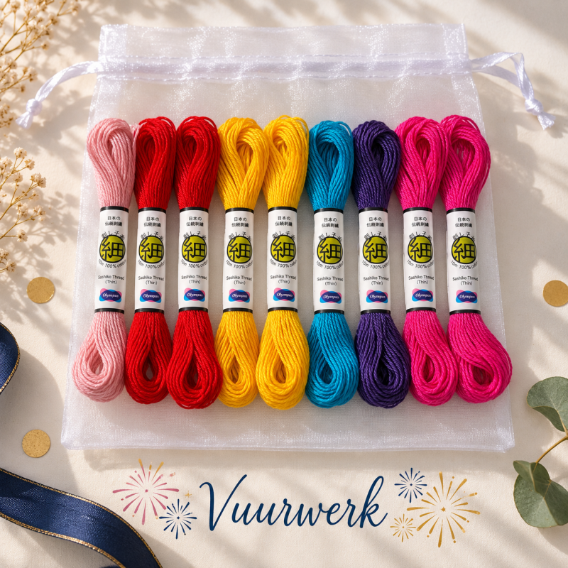 Sashiko garen kleurenmix vuurwerk 9 &times; 10 m