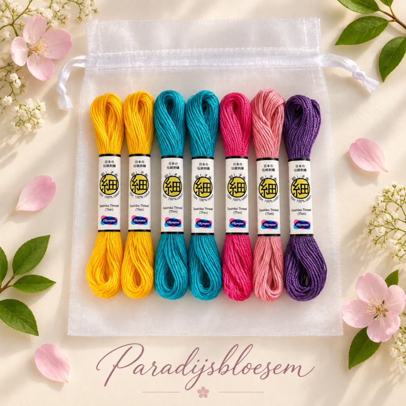Sashiko garen kleurenmix paradijsbloesem 7 &times; 10 m